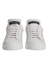 Dolce & Gabbana White Black Leather Low Top Sneakers Shoes